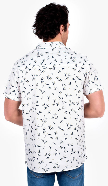 Brakeburn Mens Origami Short Sleeve Shirt - White