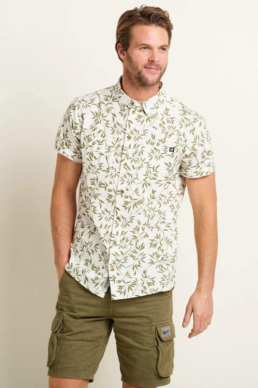 Brakeburn Mens Bamboo Leaf Shirt - Cream