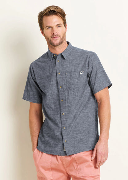 Brakeburn Mens Slub Short Sleeve Shirt - Blue