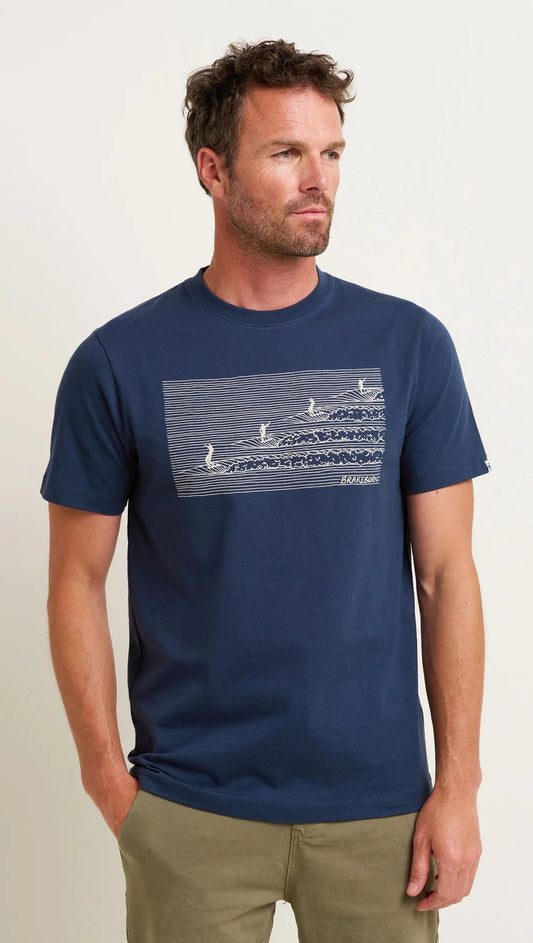 Brakeburn Mens Surf Print Tee - Navy