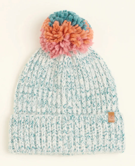 Brakeburn Adults Multicoloured Pom Pom Knitted Beanie - Teal