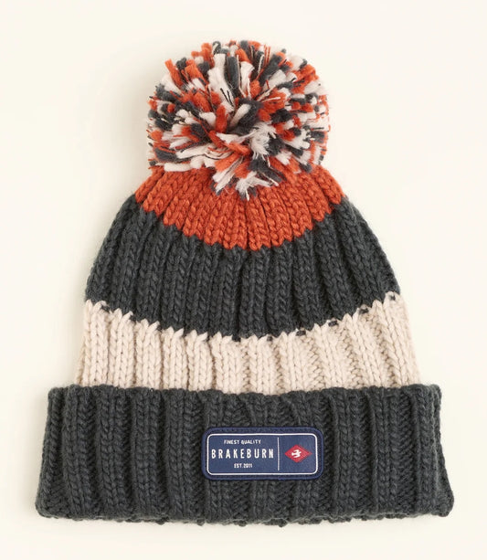 Brakeburn Adults Stripe Knitted Beanie Bobble Hat