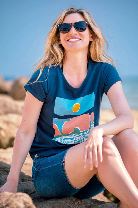 Brakeburn Womens Landscape T-Shirt - Navy
