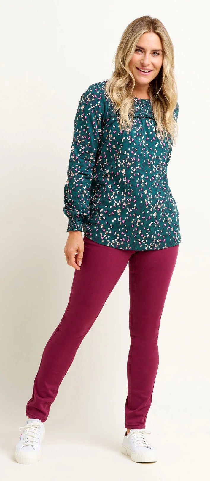 Brakeburn Womens Leopard Spot Long Sleeve Tee - Teal