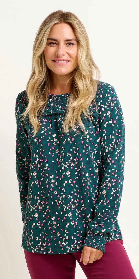 Brakeburn Womens Leopard Spot Long Sleeve Tee - Teal