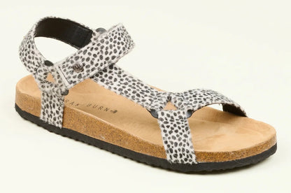 Women's faux leopard print ankle strap sandals from Brakeburn.