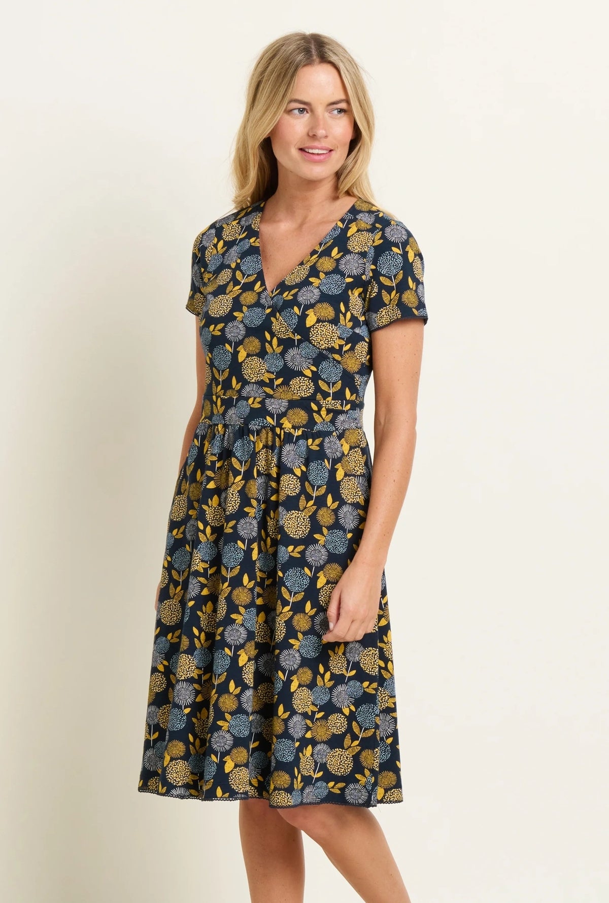 Brakeburn Womens Luna Wrap Dress - Navy