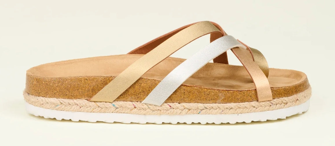 Women's metallic multi crossover strap sandals from Brakeburn.