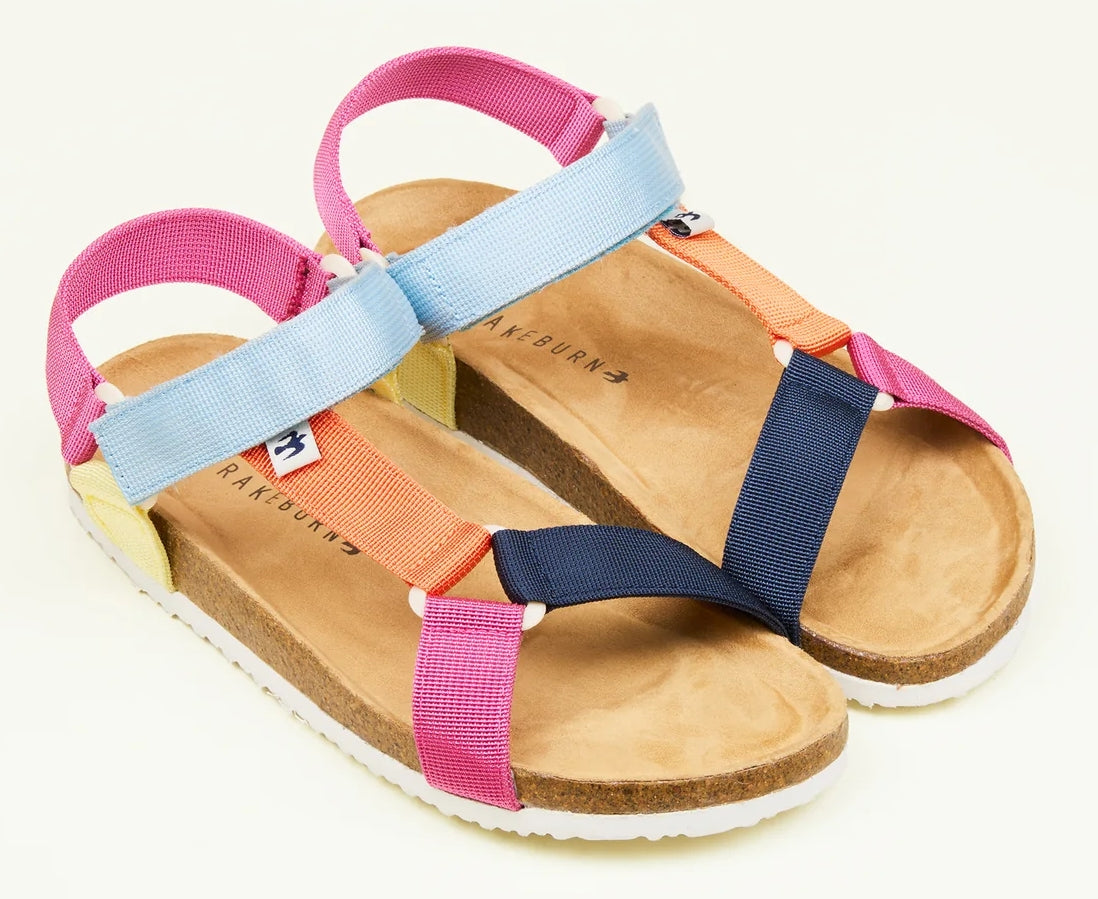 Brakeburn women's webbing strap sandals in multicoloured / rainbow.