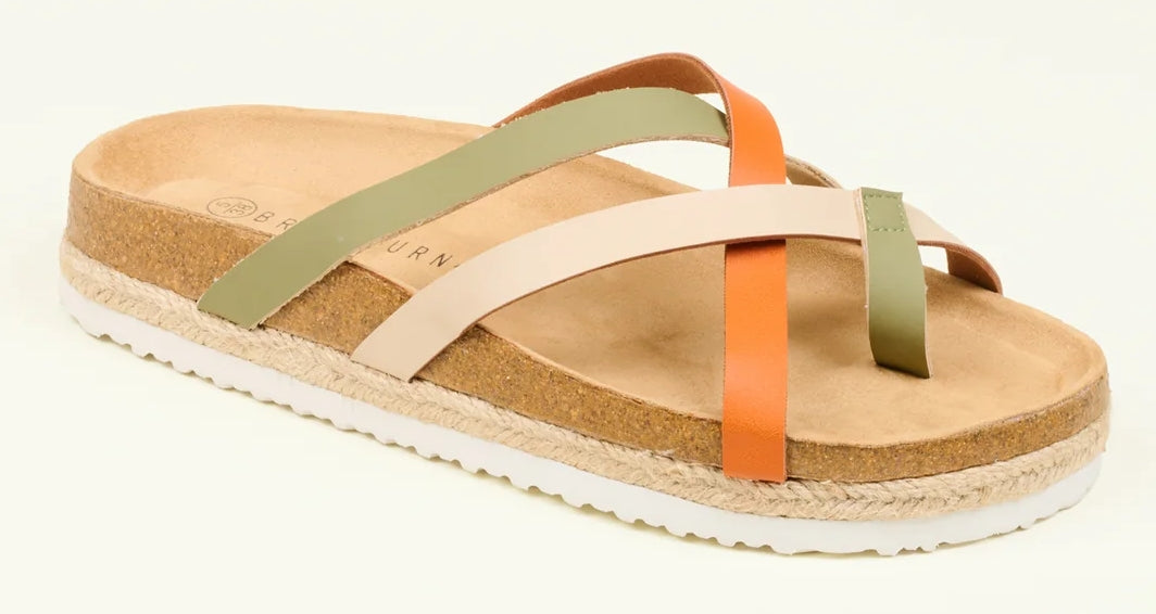 Brakeburn women's Savana multi strap sandals with multicoloured straps.