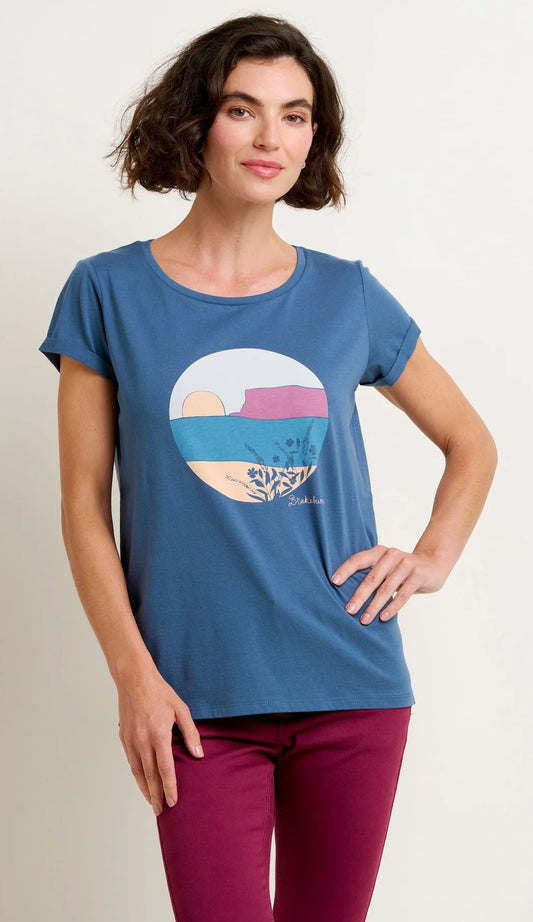 Brakeburn Womens Seascape Printed Tee - Blue