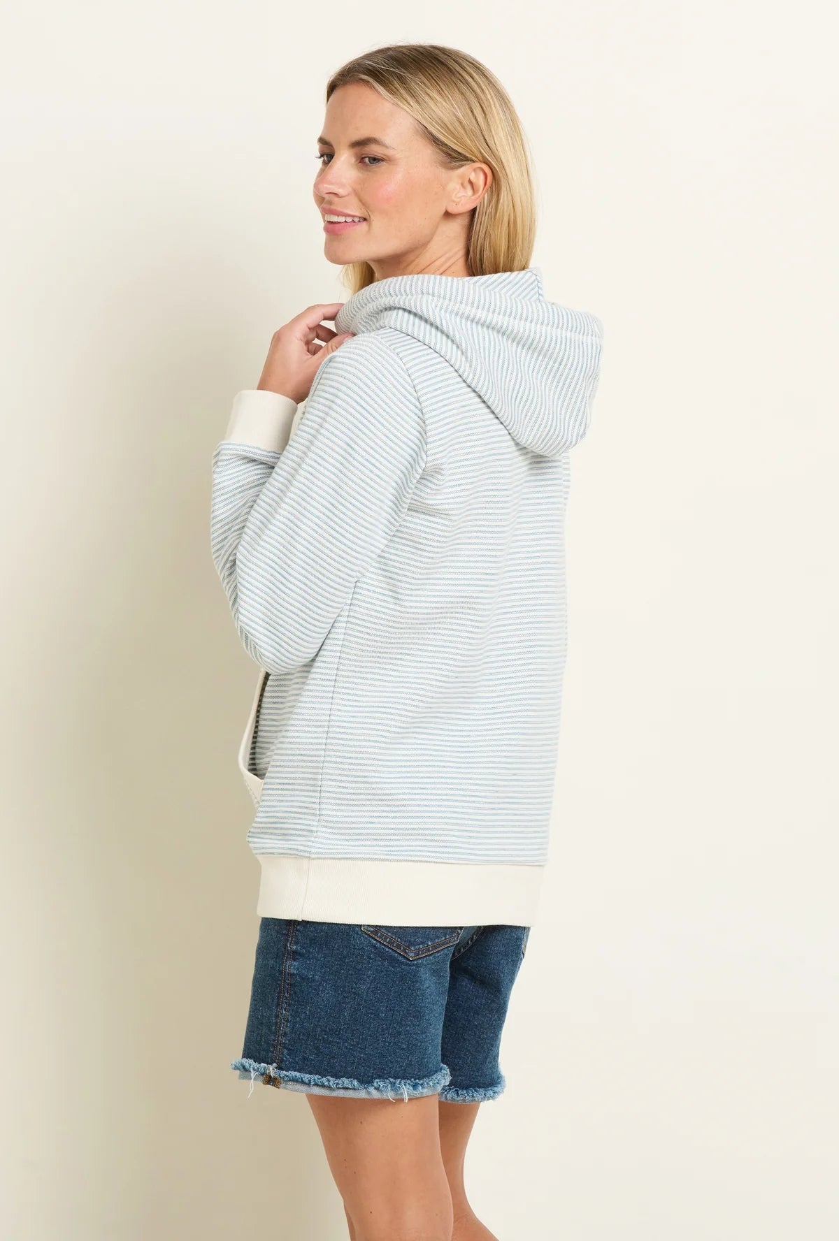 Brakeburn Womens Textured Stripe Elise Hoodie - Blue