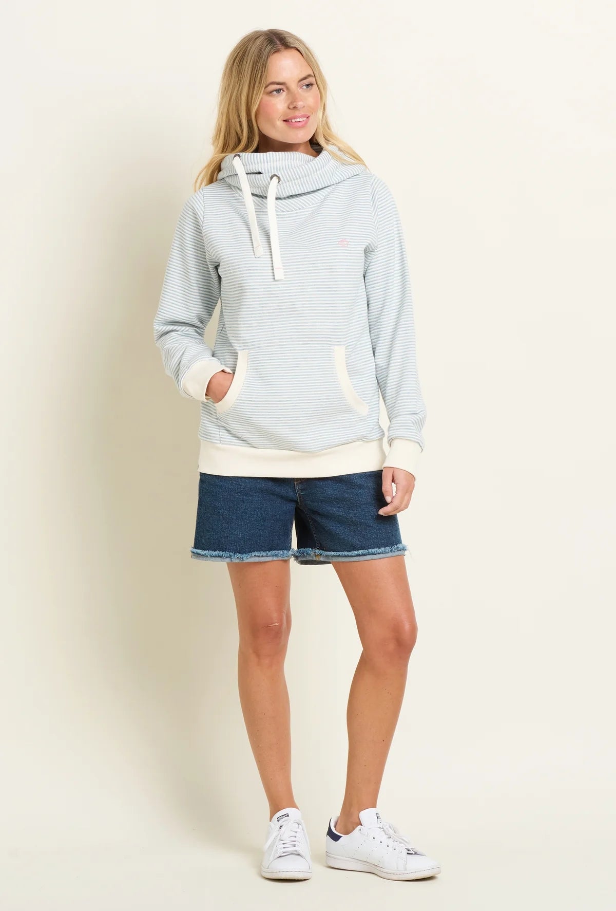 Brakeburn Womens Textured Stripe Elise Hoodie - Blue