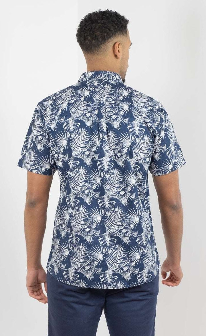 Buckley Mens Casey Short Sleeve Floral Shirt - Navy