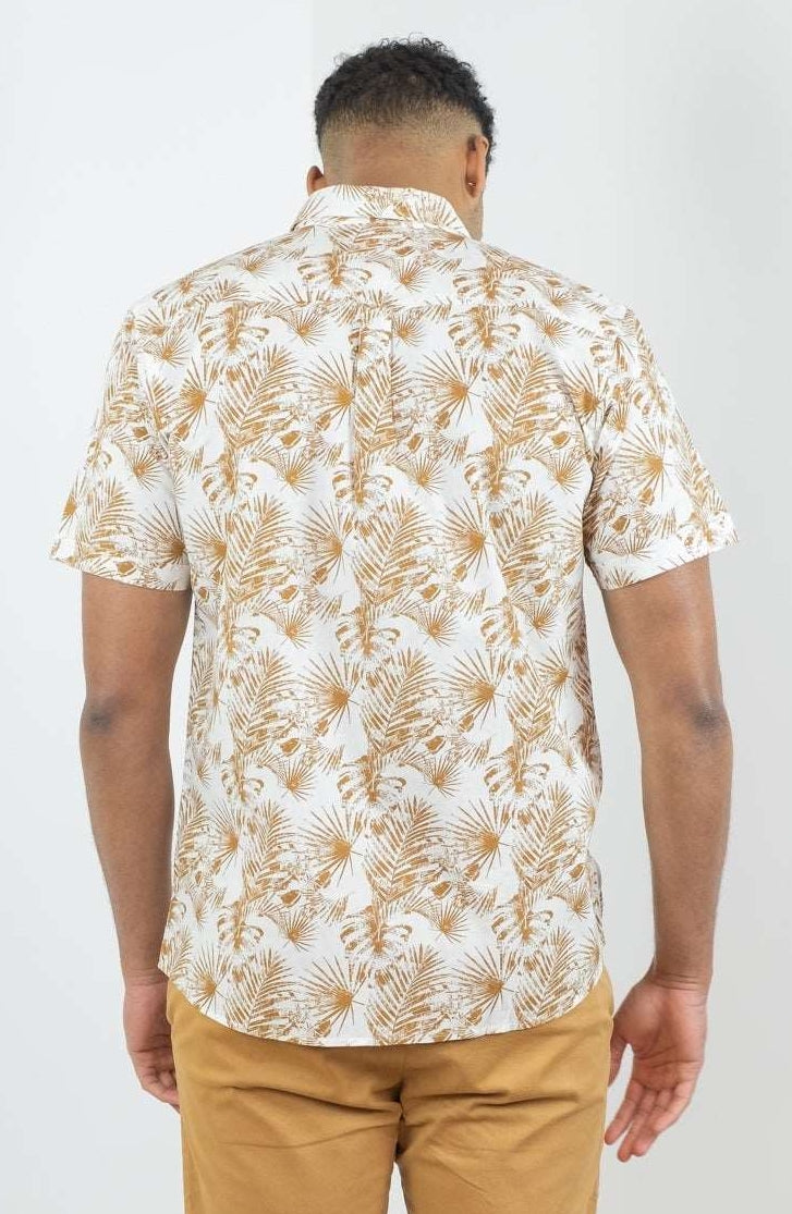 Buckley Mens Casey Short Sleeve Floral Shirt - Off White