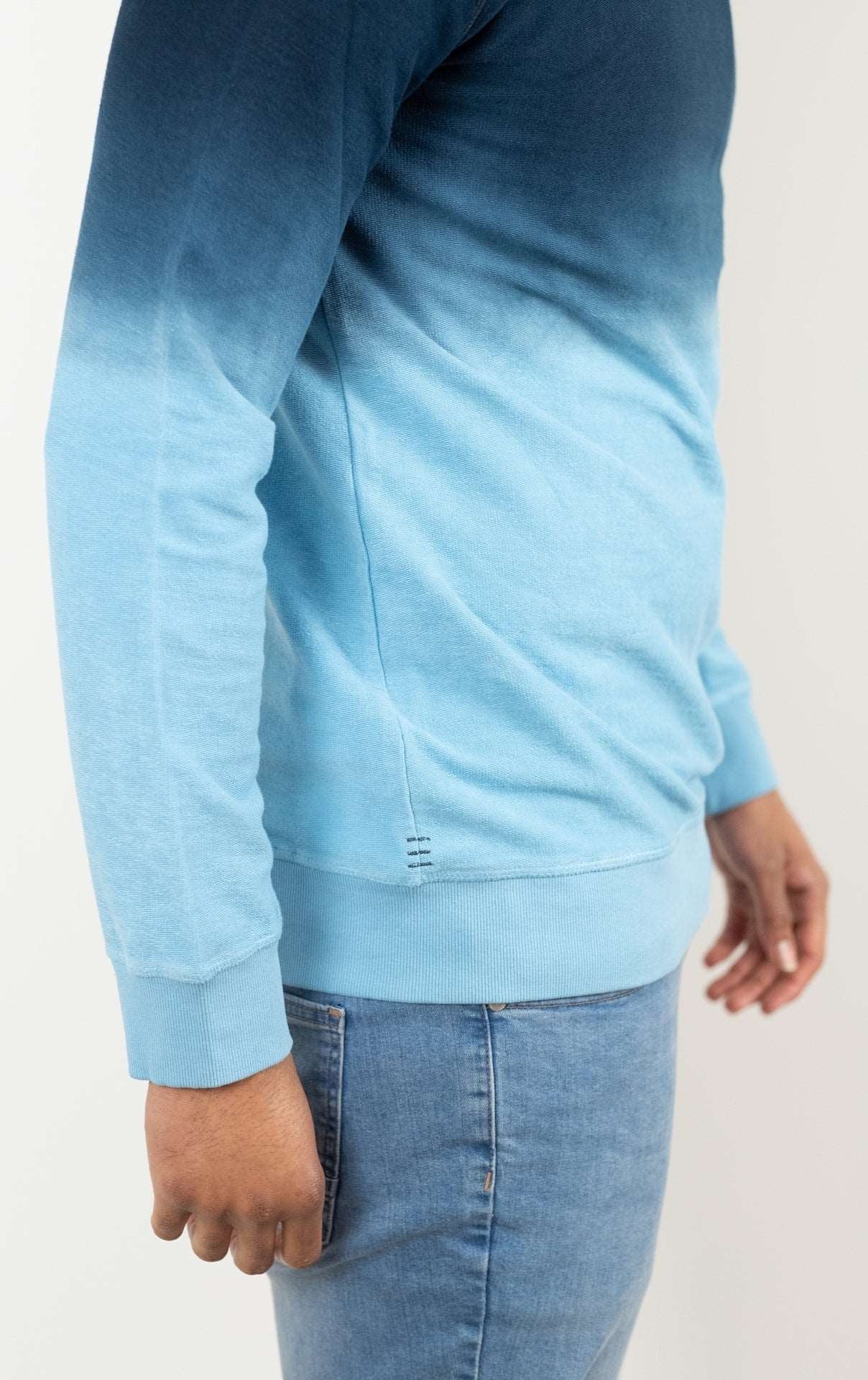 Buckley Mens Kai Dip Dye Crew Neck Sweatshirt - Tranquil Blue