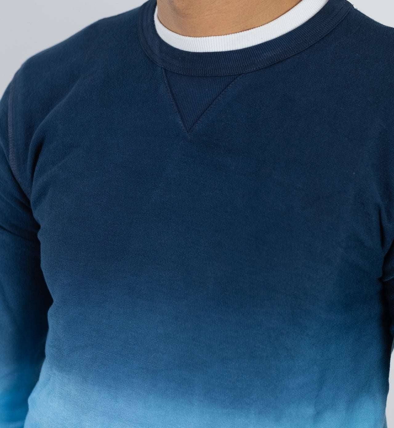 Buckley Mens Kai Dip Dye Crew Neck Sweatshirt - Tranquil Blue