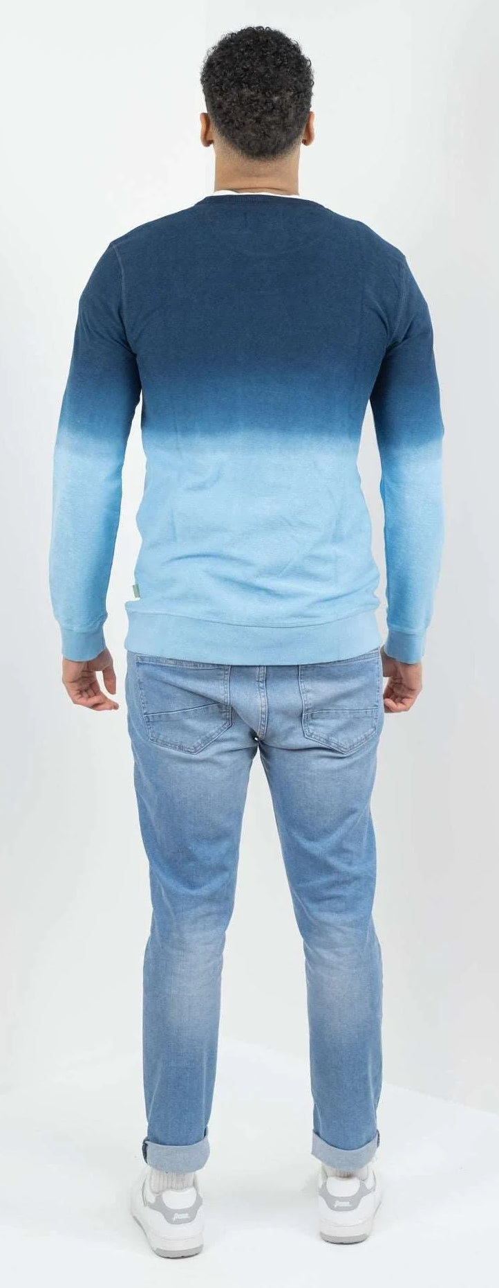 Buckley Mens Kai Dip Dye Crew Neck Sweatshirt - Tranquil Blue