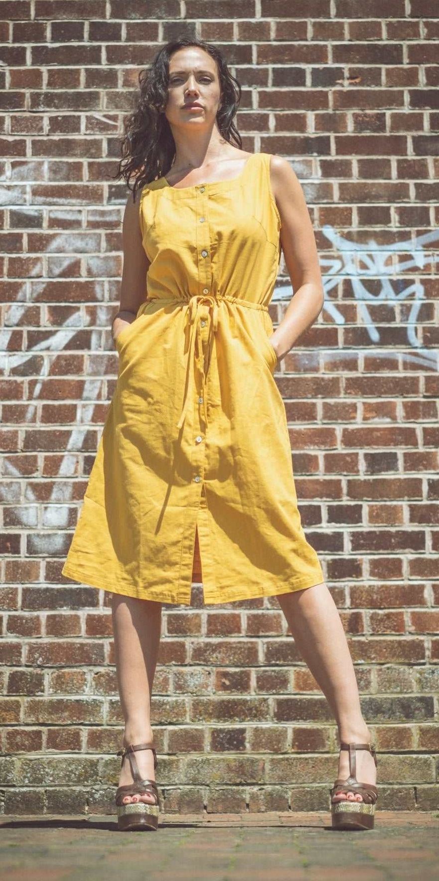 Buckley Womens Ayla Woven Dress - Ochre Yellow