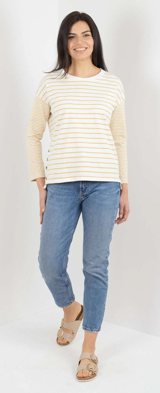 Buckley Womens Kera Long Sleeve Stripe Top - Ochre