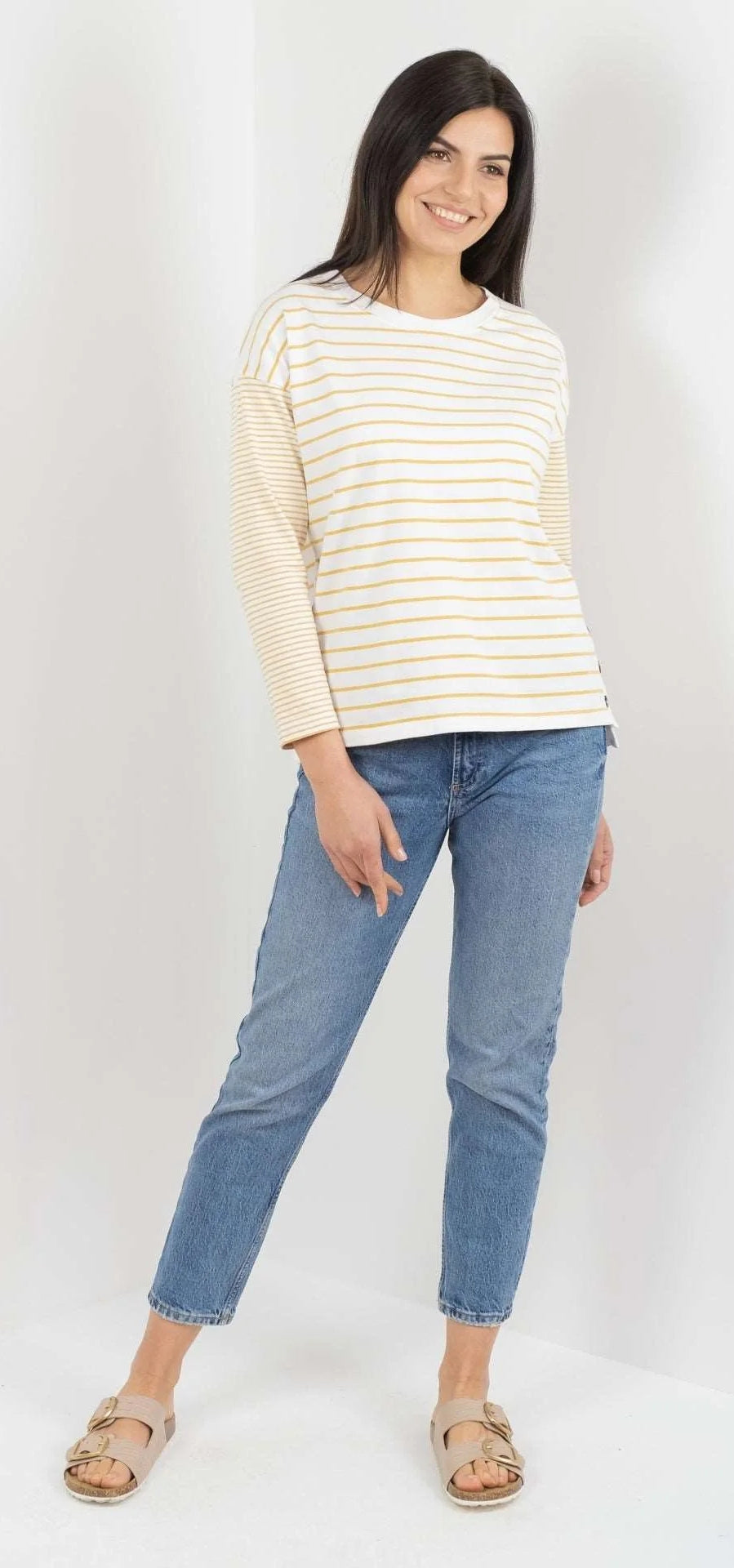 Buckley Womens Kera Long Sleeve Stripe Top - Ochre