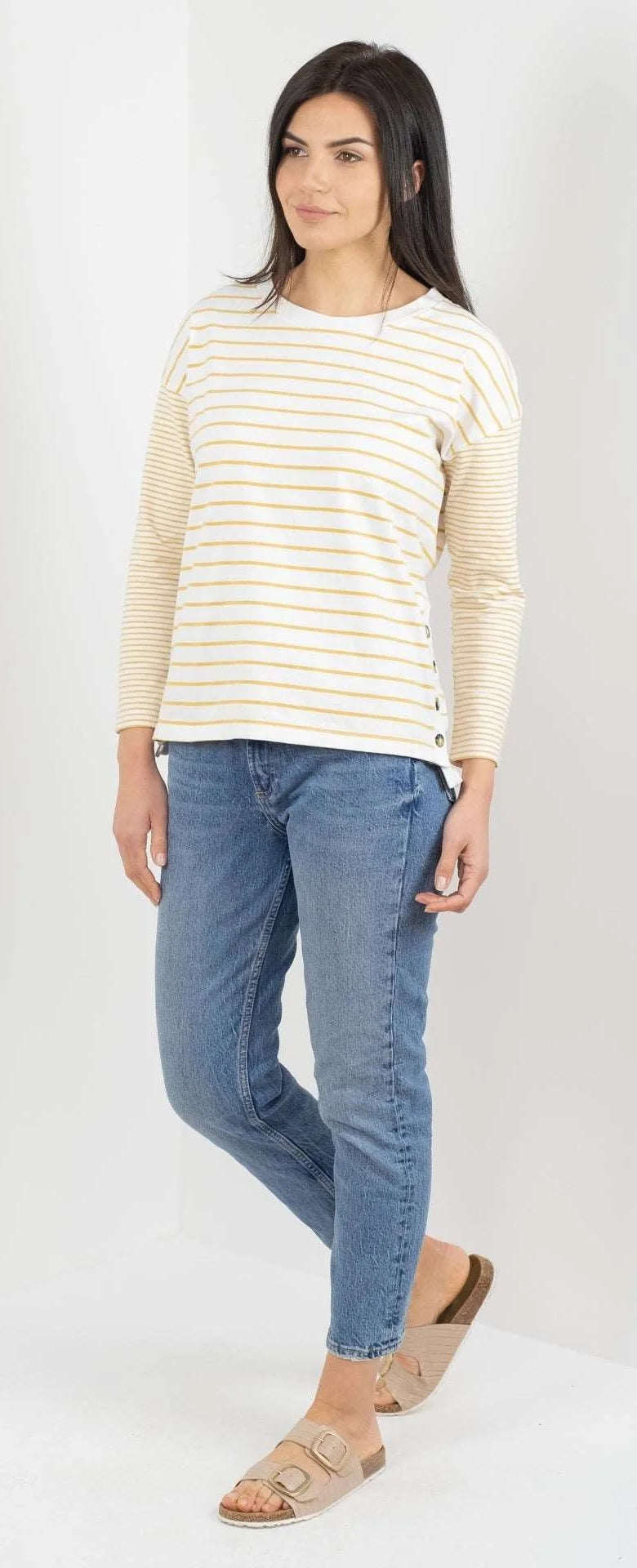 Buckley Womens Kera Long Sleeve Stripe Top - Ochre