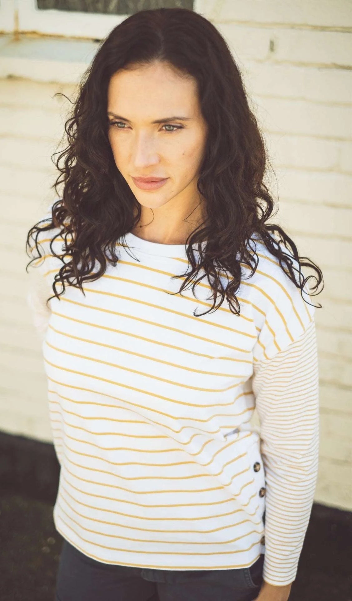 Buckley Womens Kera Long Sleeve Stripe Top - Ochre