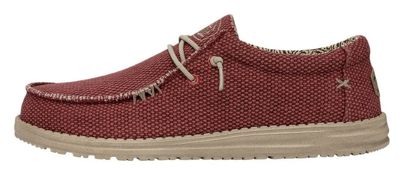 Dude Mens Wally Braided Shoes - Pompeian Red