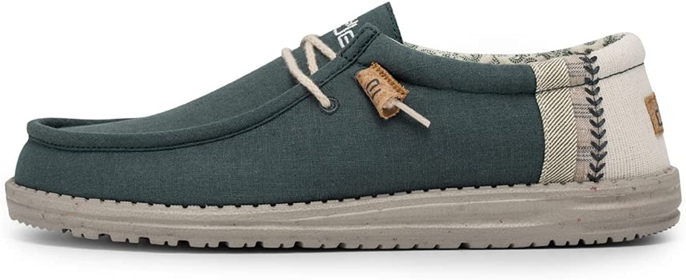 Dude Mens 'Wally Linen' Lace Up Shoes - Natural Teal