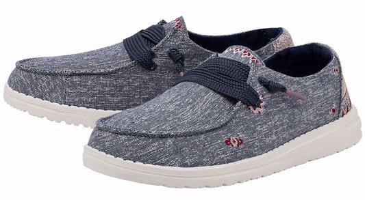 Dude Womens Wendy Flora Chambray Shoes - Iris Blue