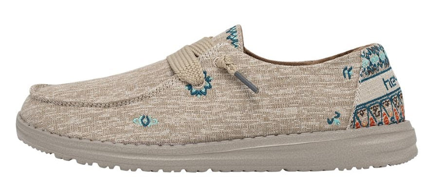 Dude Womens Wendy Flora Chambray Shoes - Sunflower Beige