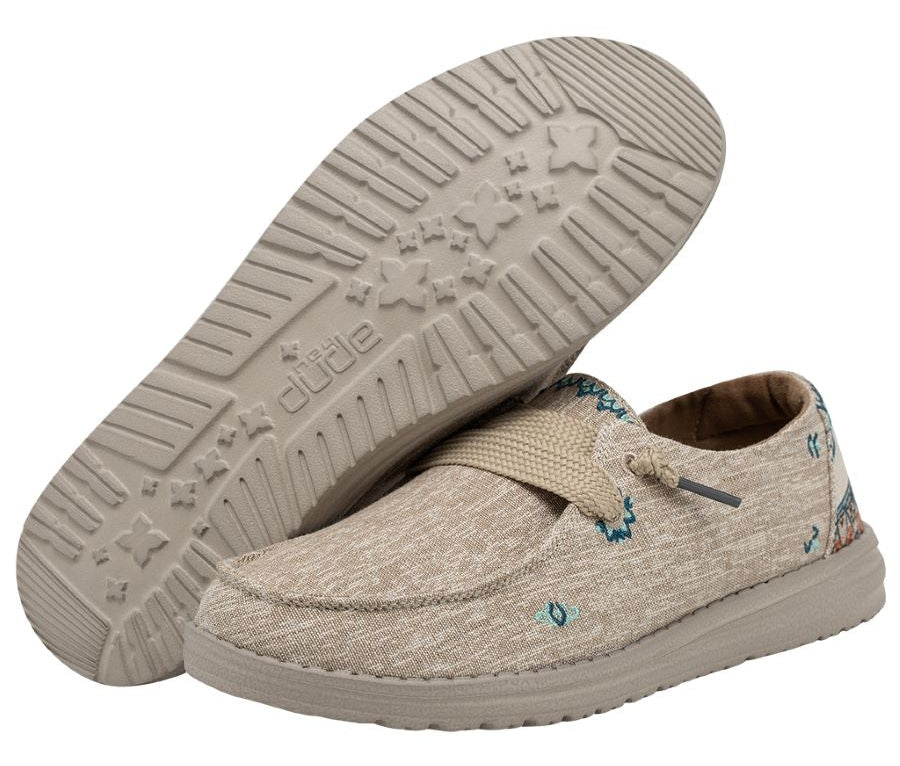 Dude Womens Wendy Flora Chambray Shoes - Sunflower Beige