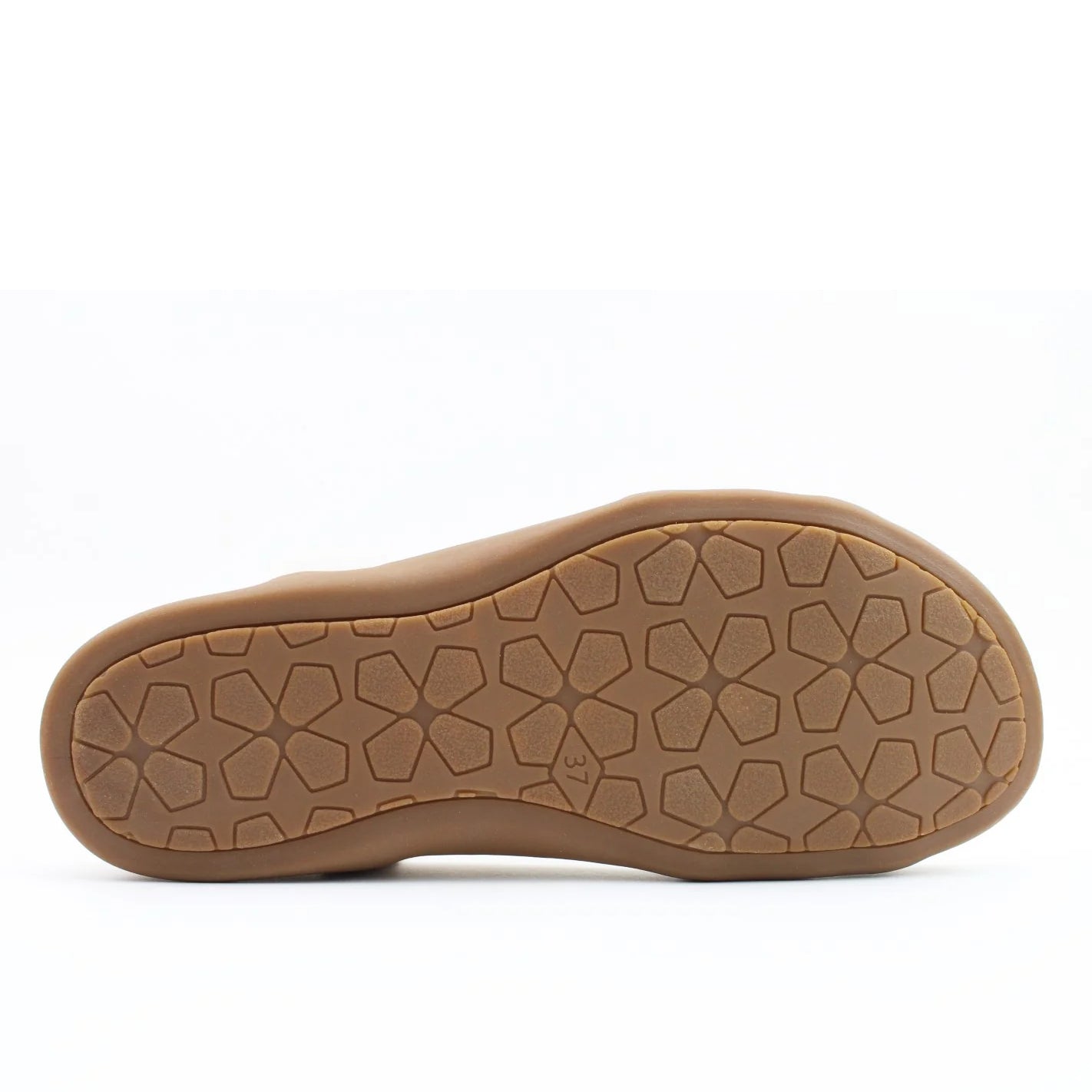 Bottom sole view of a Heavenly Feet womens Alison t-strap sandal in black with elastic ankle strap.