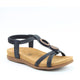 Heavenly Feet Women's Alison T-Strap Sandals with Elasticated Back Strap - Black