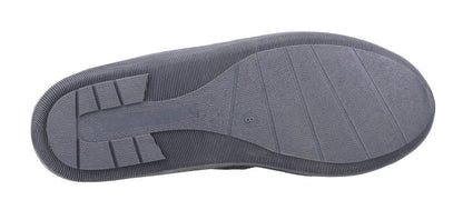 Bottom view of a mens Hush Puppies grey slipper sole.