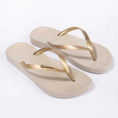 Ipanema Womens Anatomica Tan Flip Flops - Beige / Gold