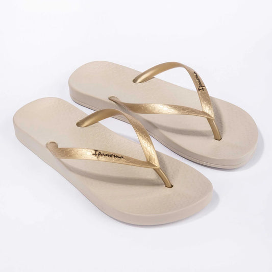 Ipanema Womens Anatomica Tan Flip Flops - Beige / Gold