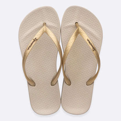 Ipanema Womens Anatomica Tan Flip Flops - Beige / Gold