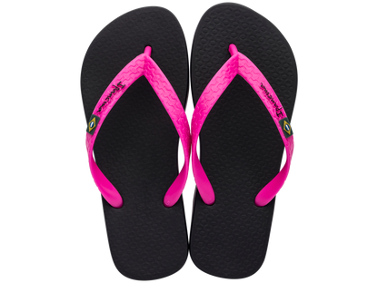 Ipanema Womens Classic Brazil II Fem Flip Flops - Black / Pink