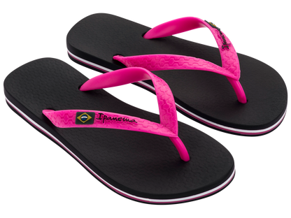 Ipanema Womens Classic Brazil II Fem Flip Flops - Black / Pink