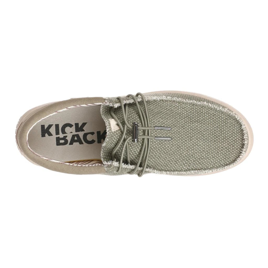 Kickback Mens Haven Lace Up Woven Canvas Shoes - Khaki