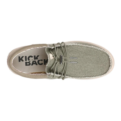 Kickback Mens Haven Lace Up Woven Canvas Shoes - Khaki