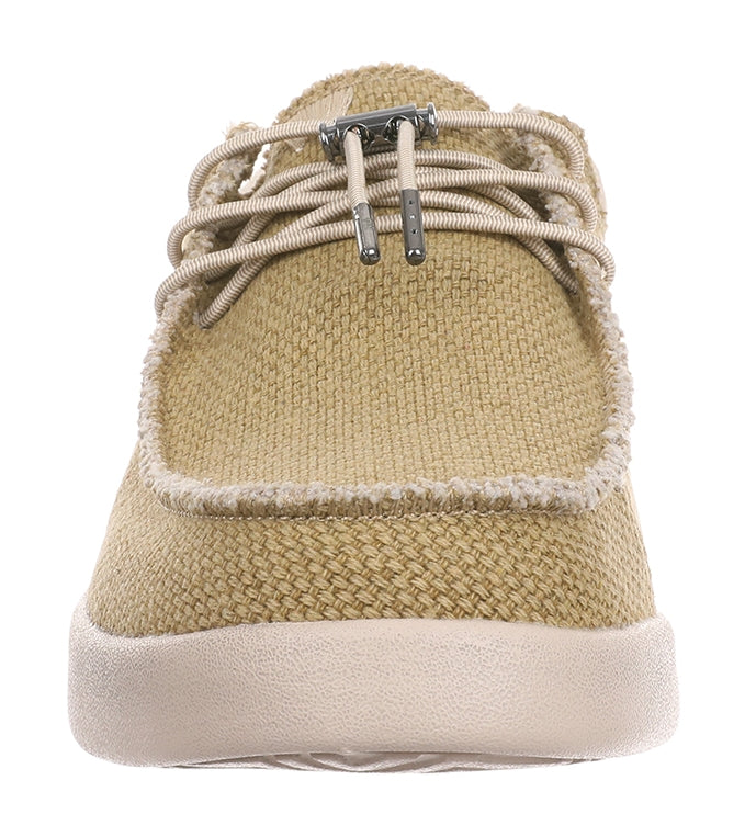 Men's lace up canvas Haven shoes from Kickback with drawstring toggle front in Mustard.