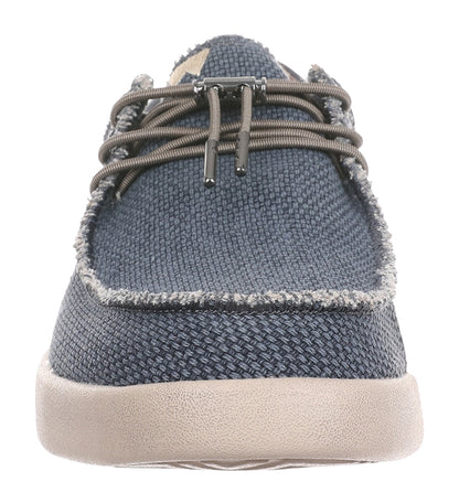 Men's lace up canvas Haven shoes from Kickback with drawstring toggle front in Navy.