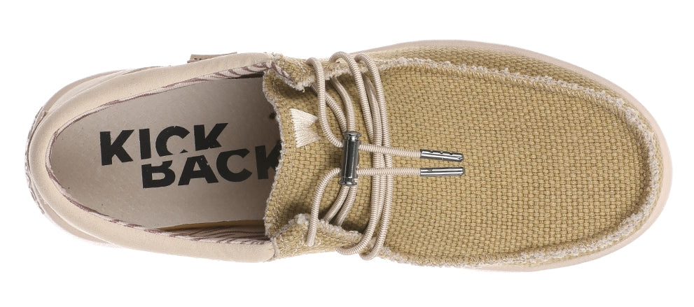 Elastic lace up canvas Haven men's shoes from Kickback in Mustard.