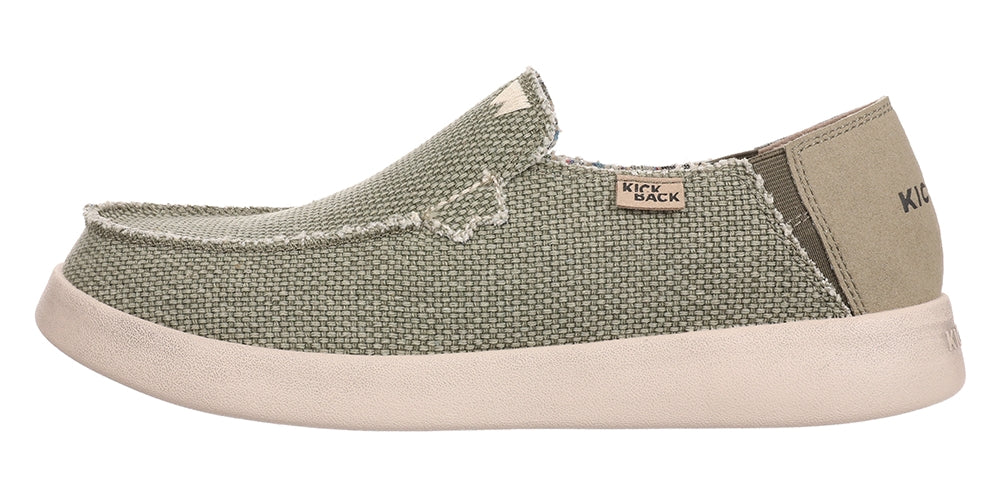 Kickback men's Barbeach woven canvas slip on shoes in Khaki.