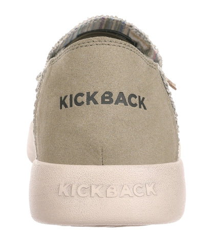 Men's Kickback Barbeach Khaki Green woven slip on shoes with kick down 2 in 1 heel.
