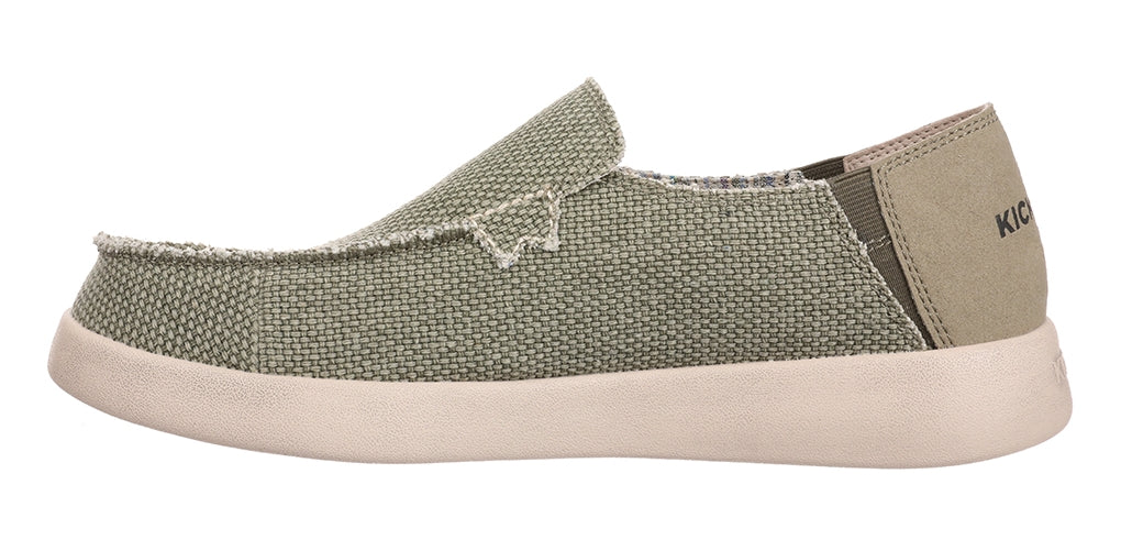Kickback men's woven canvas Barbeach shoes in Khaki.