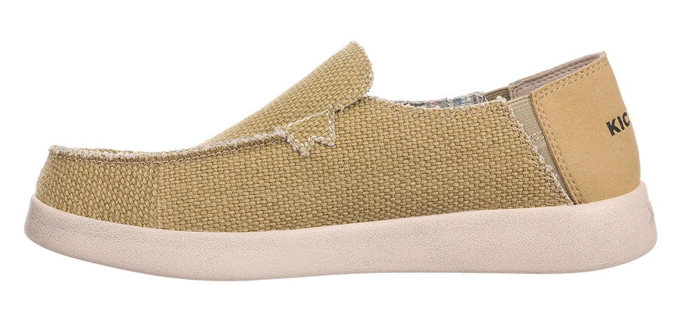 Men's slip on woven canvas Barbeach shoes from Kickback in Mustard Yellow.
