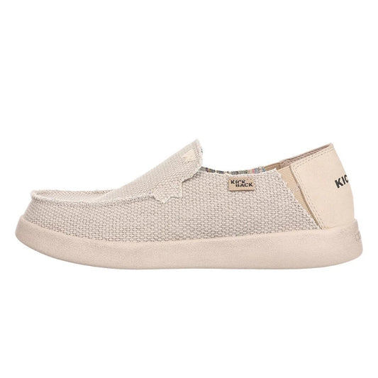 Kickback Mens Barbeach Slip On Woven Canvas Shoes - Off White